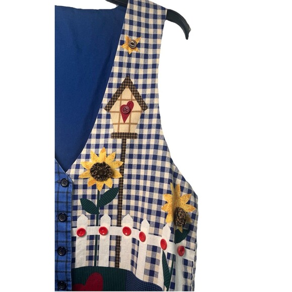 Vintage 90s Gardening Sunflower Handmade Craft Vest Smock Adjustable One Size - Picture 3 of 10